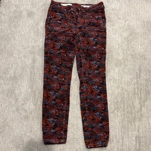 Anthropologie Pilcro and the Letterpress floral corduroy skinny jeans SZ 26